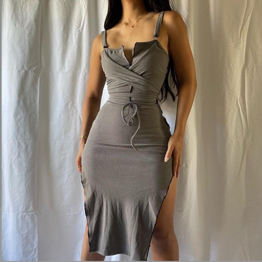 Slit halter Dress